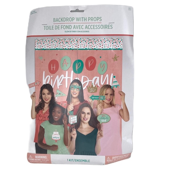 NWT Happy Birthday Scene Setters with Props 6' 8" x 4' 7.5" Pink - Picture 3 of 6